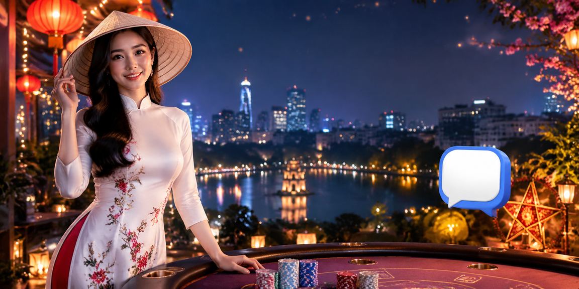 Người dùng Hà Nội sử dụng ứng dụng casino trên điện thoại với nón lá truyền thống